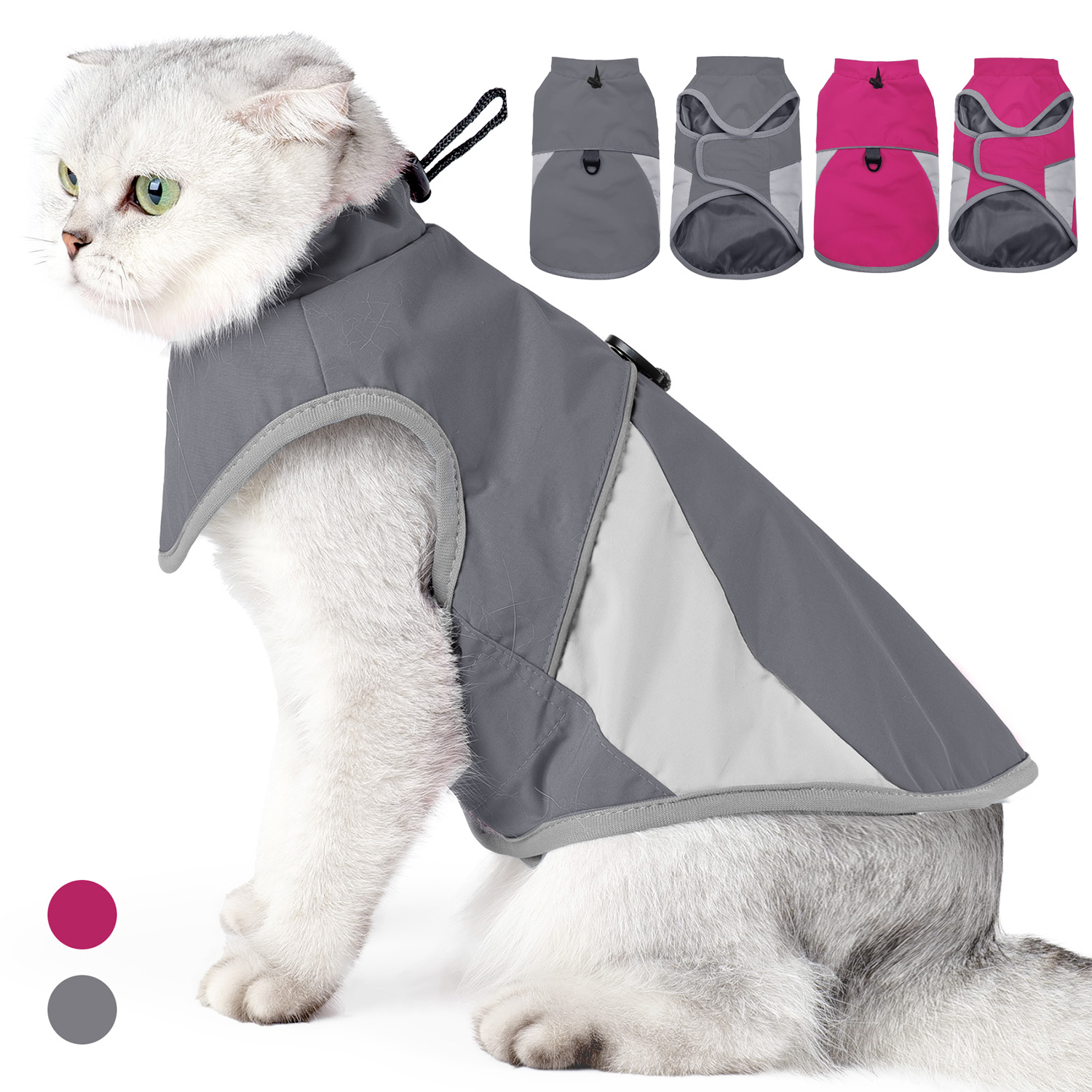 Outdoor Adventure Windbreaker - Jaket Angin Reflektif untuk Kucing, Mantel