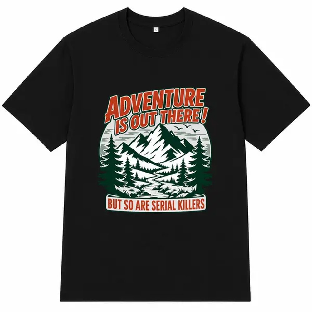 Kaos Hitam Bermotif Petualanga - Outdoor Adventure Outfit ulasan dan harga